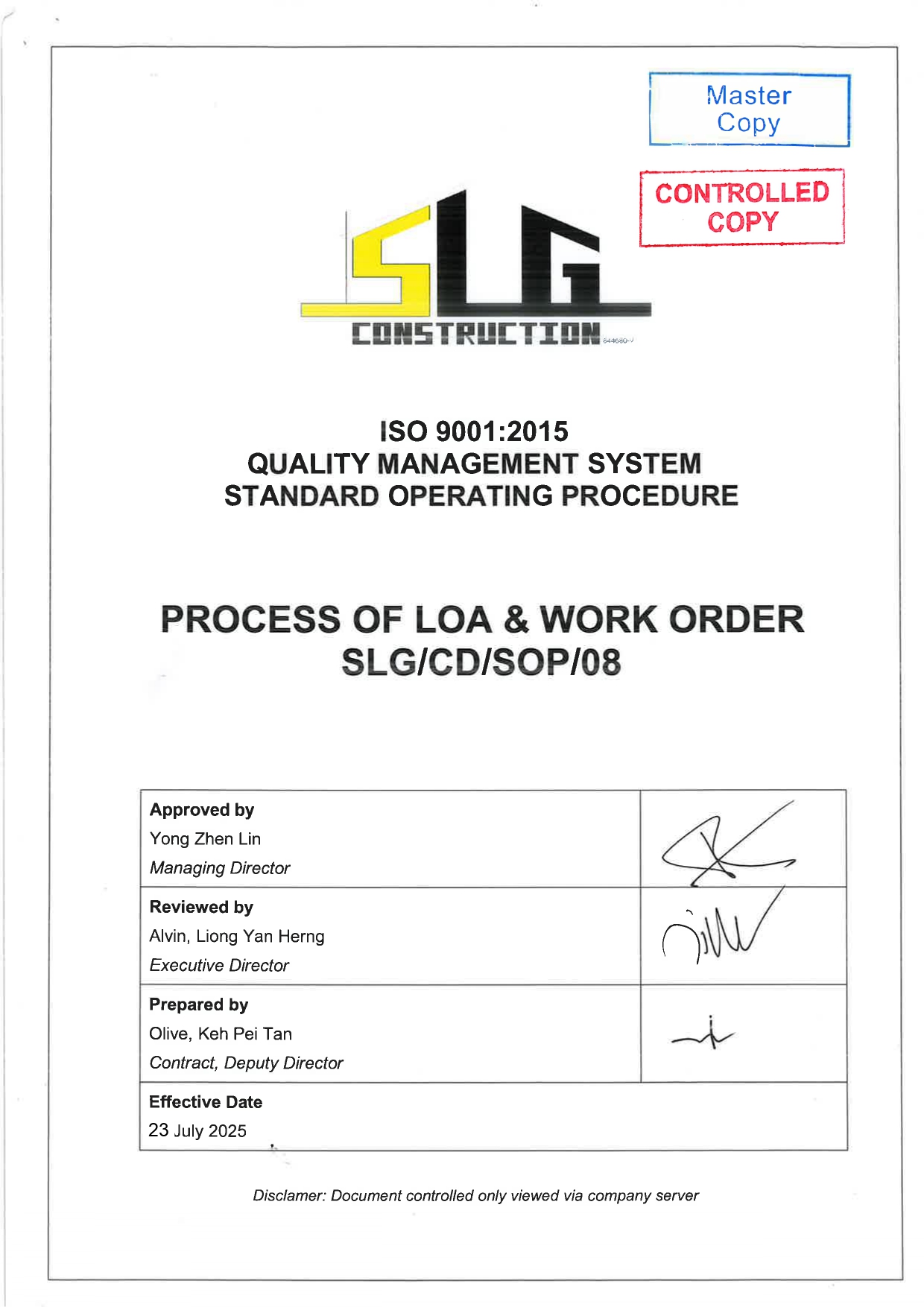 SLG-PRO-SOP Page 1